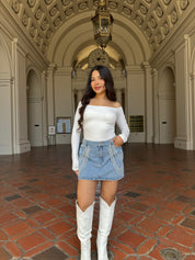 Bring The Bling Denim Skirt