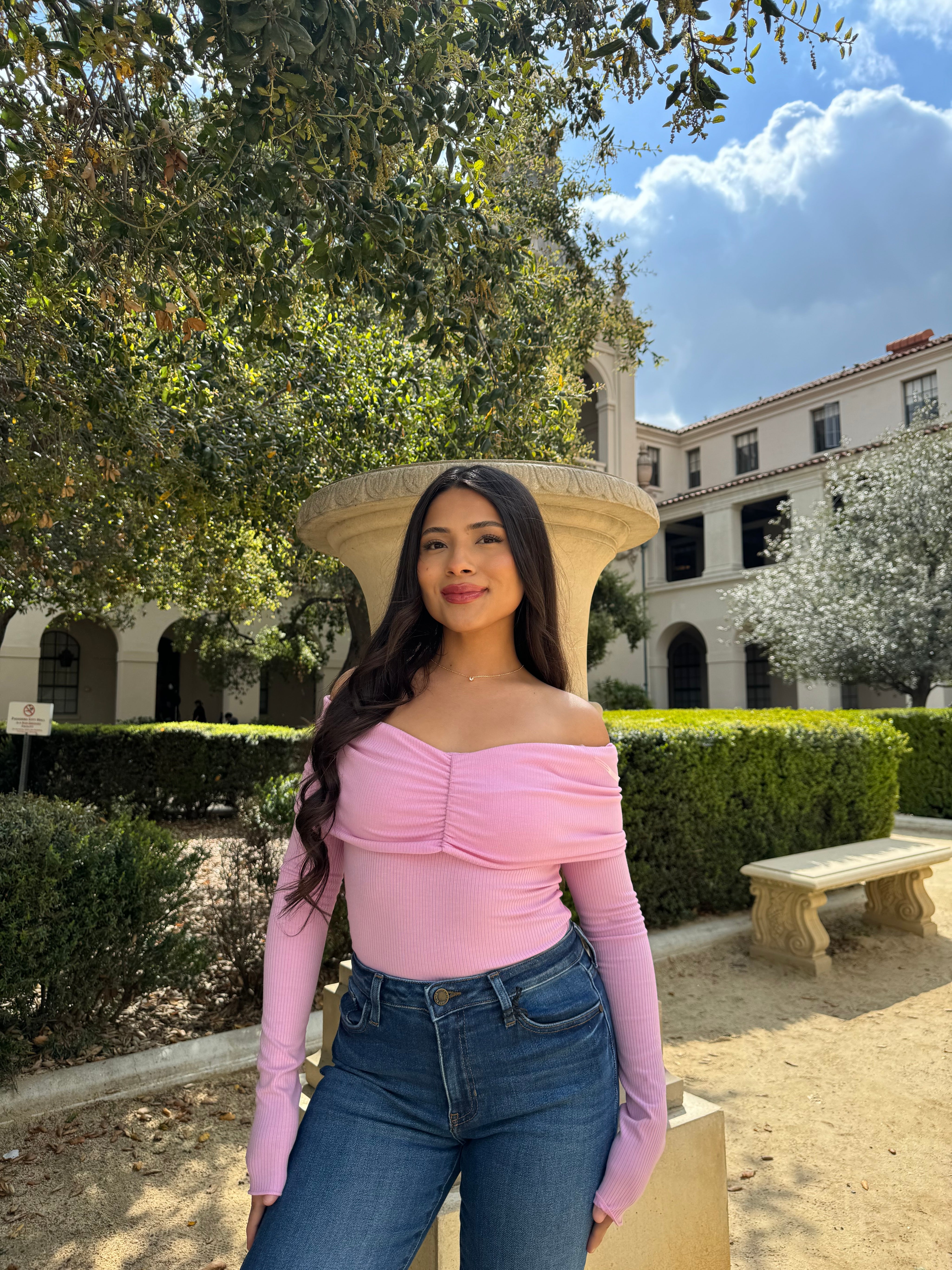 Strawberry Milk Off The Shoulder Long Sleeve