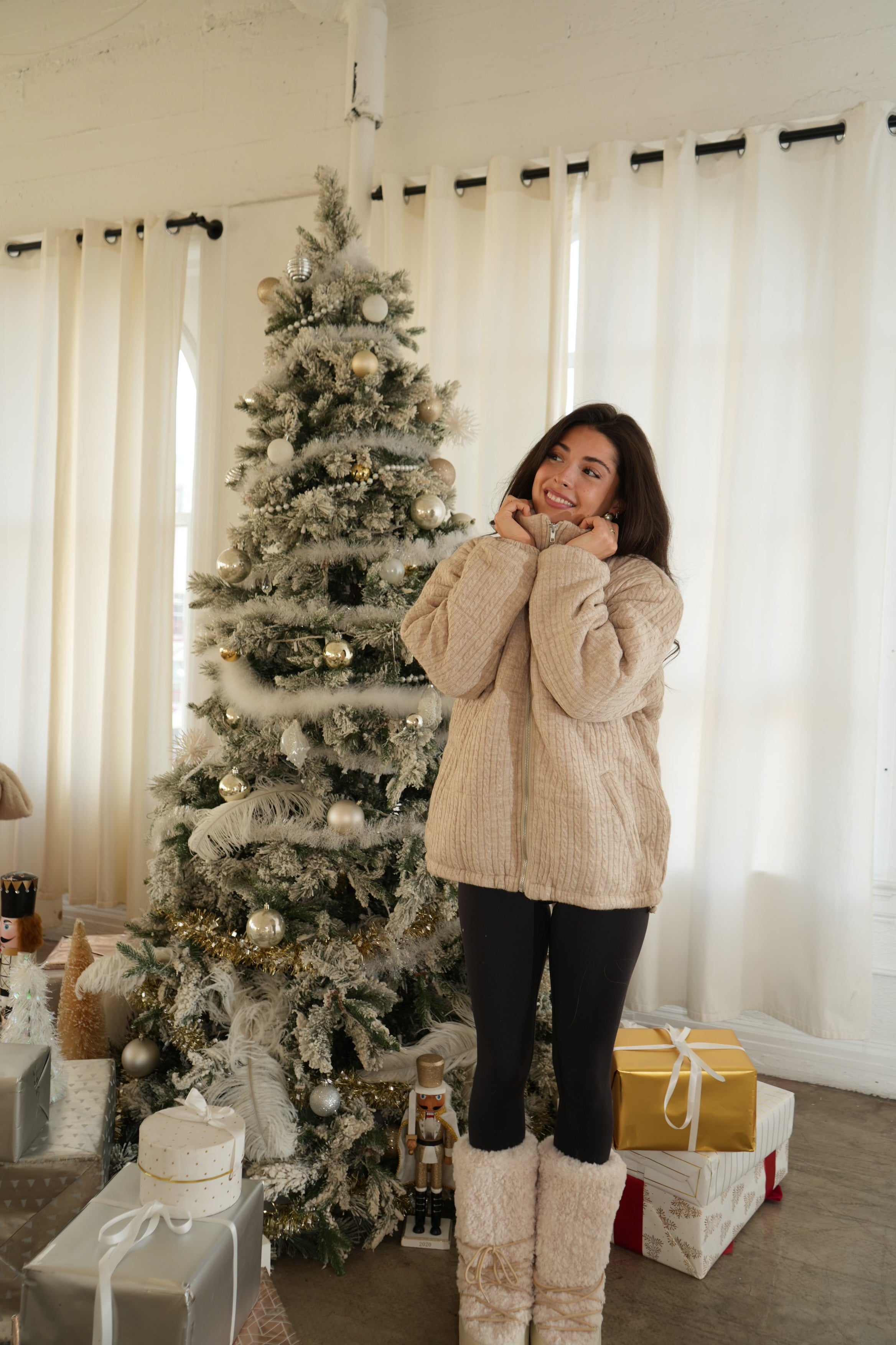 Oat Quilted Zip Jacket