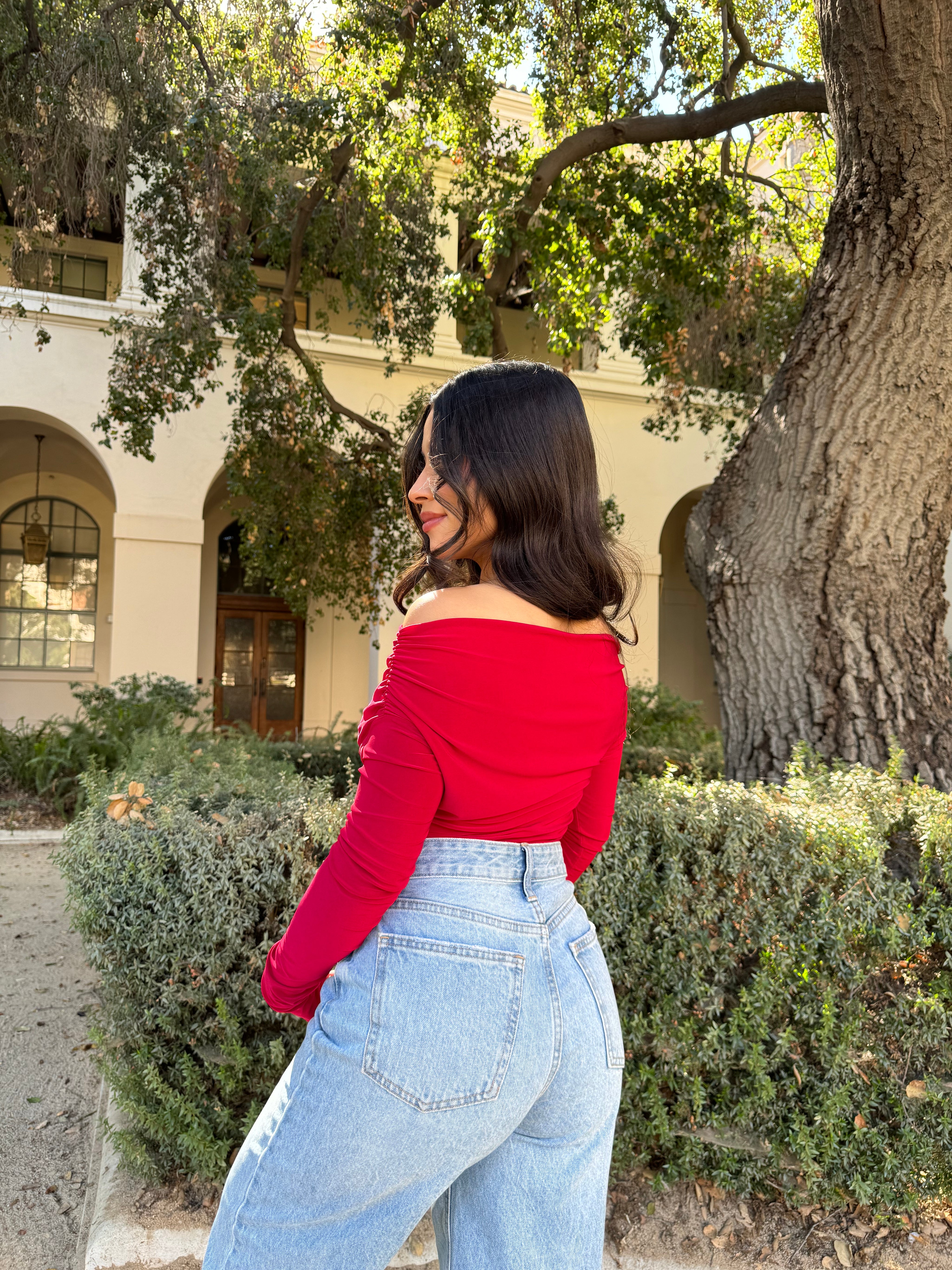 Love Letter Off the Shoulder Long Sleeve (Red)