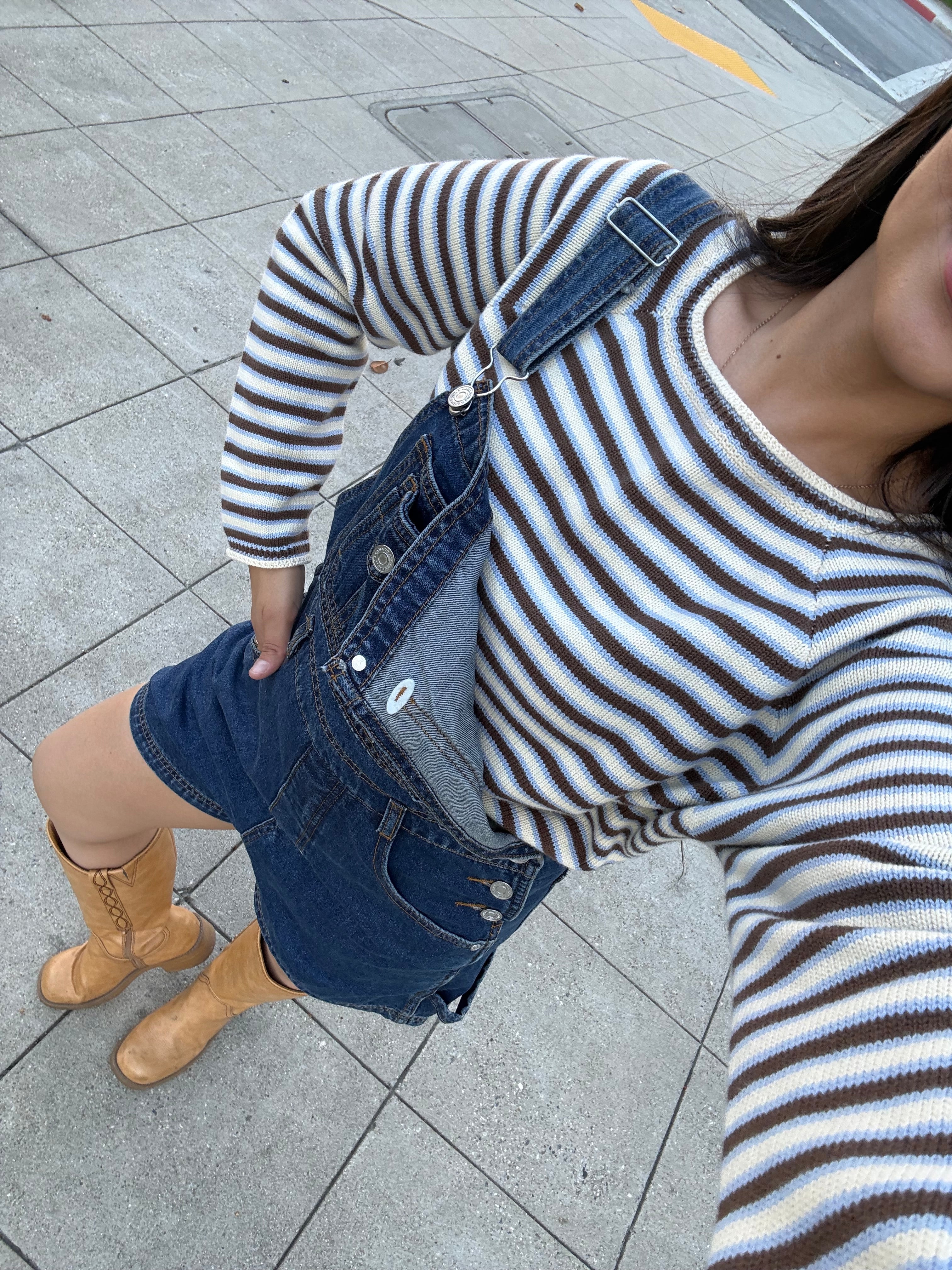 Denim Dreams Cargo Short Overalls (Dark Denim)