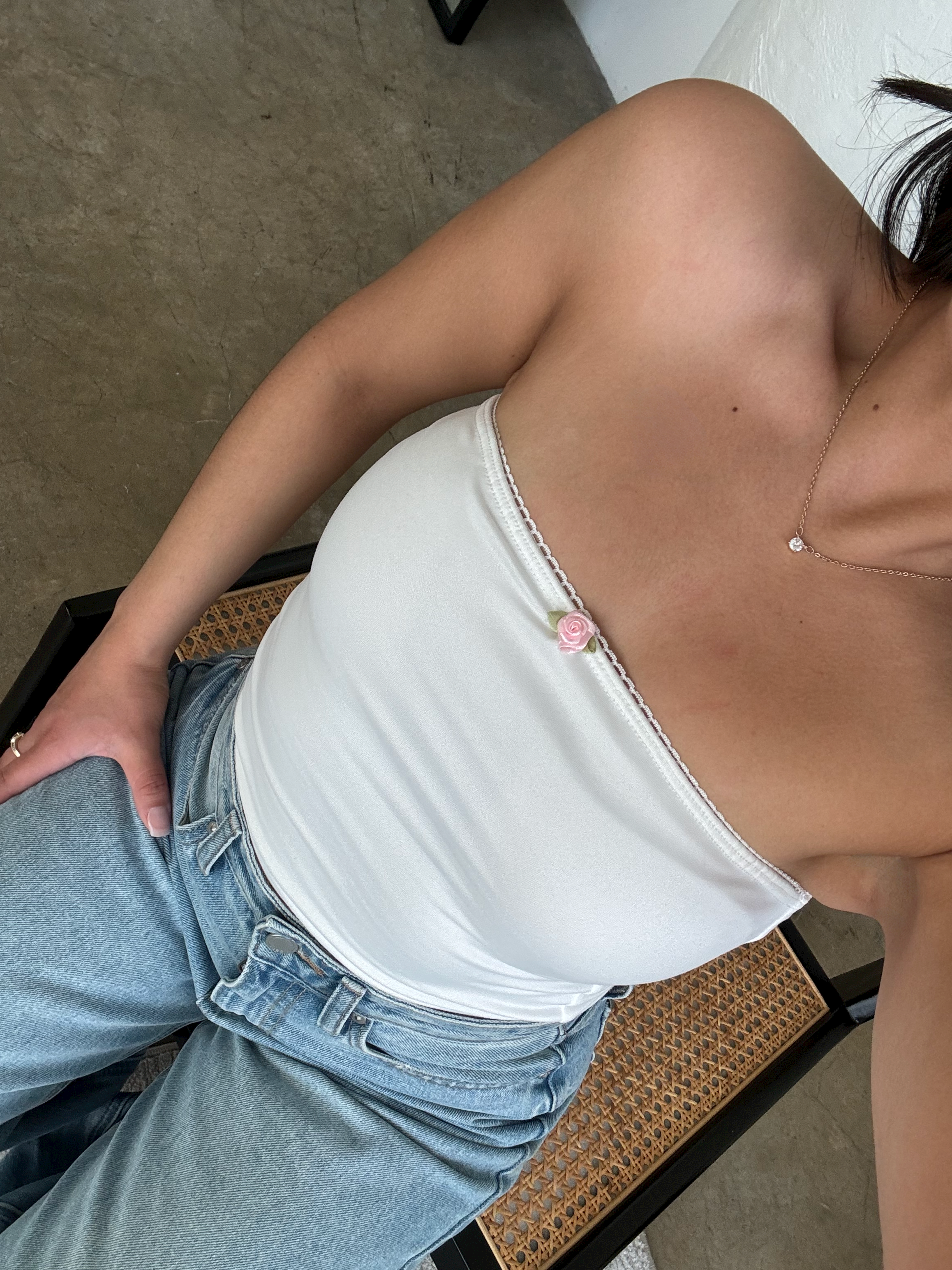 Butter Flower Lace Tube Top (White)