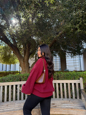 Brown Sugar Oversized Knit (Cranberry)