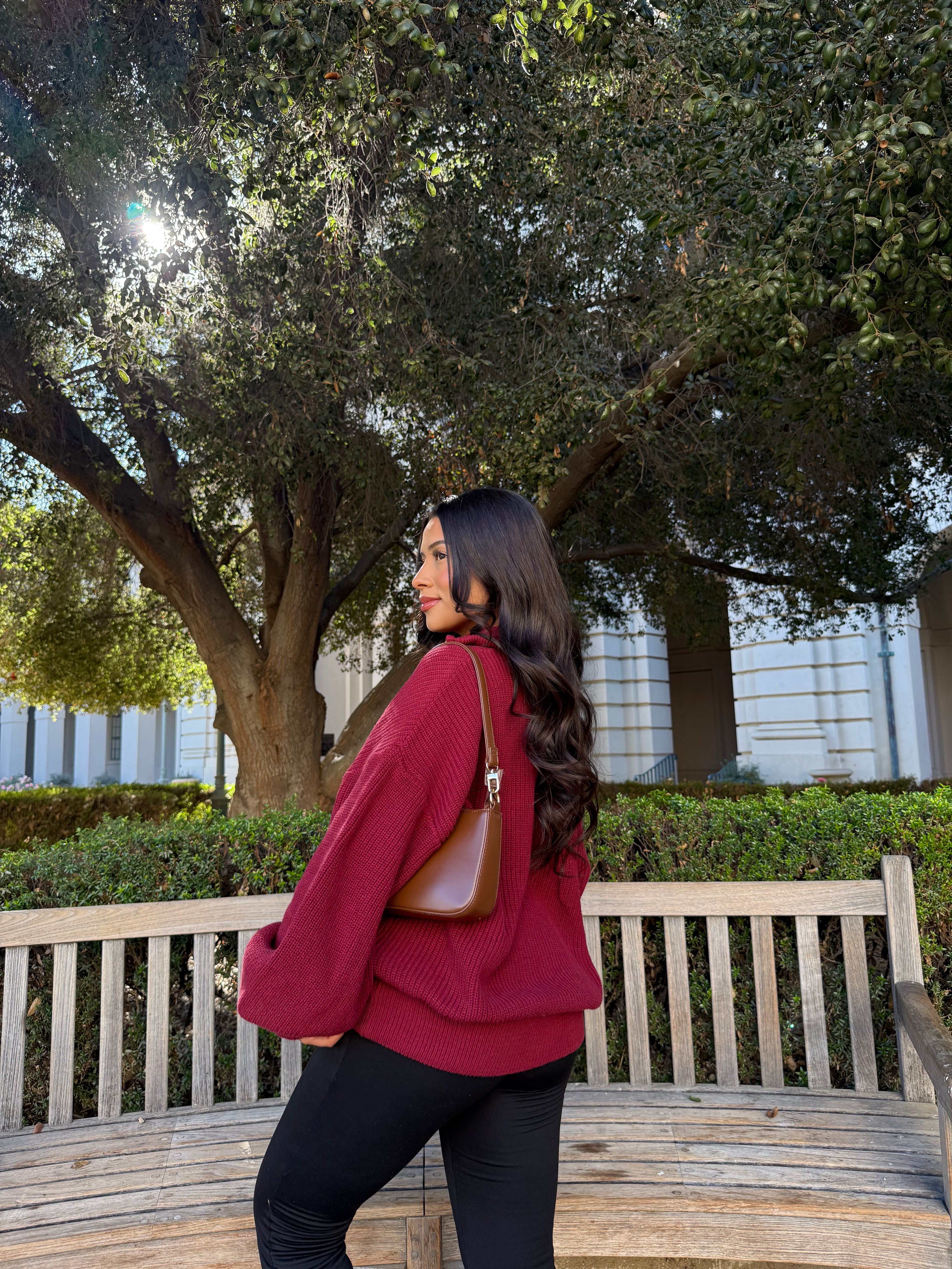 Brown Sugar Oversized Knit (Cranberry)