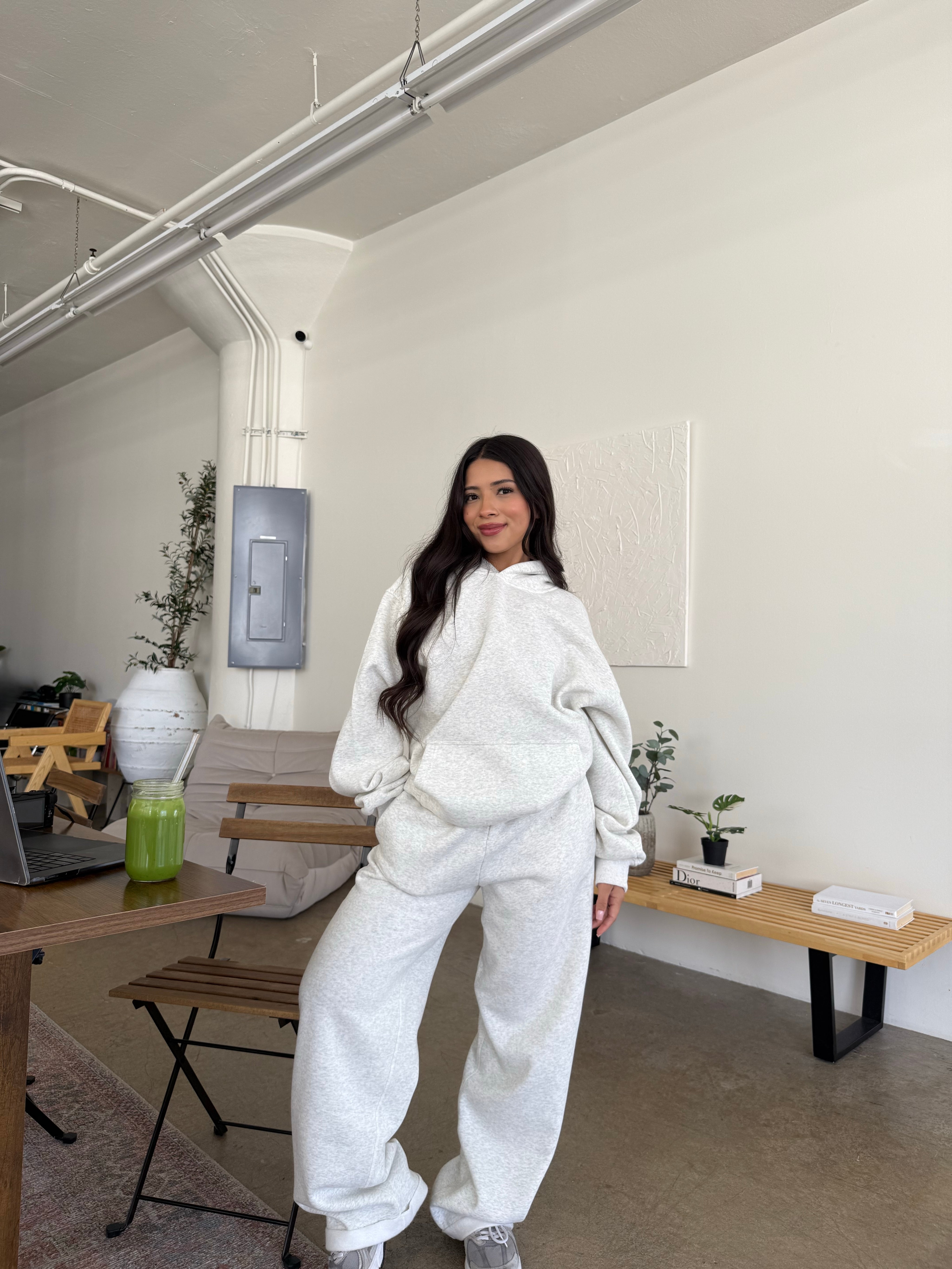Serene Fleece Hoodie (Heather White)