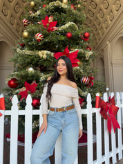 Butter Off the Shoulder Long Sleeve (Oat)
