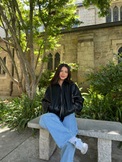 Front Row Leather Bomber Jacket