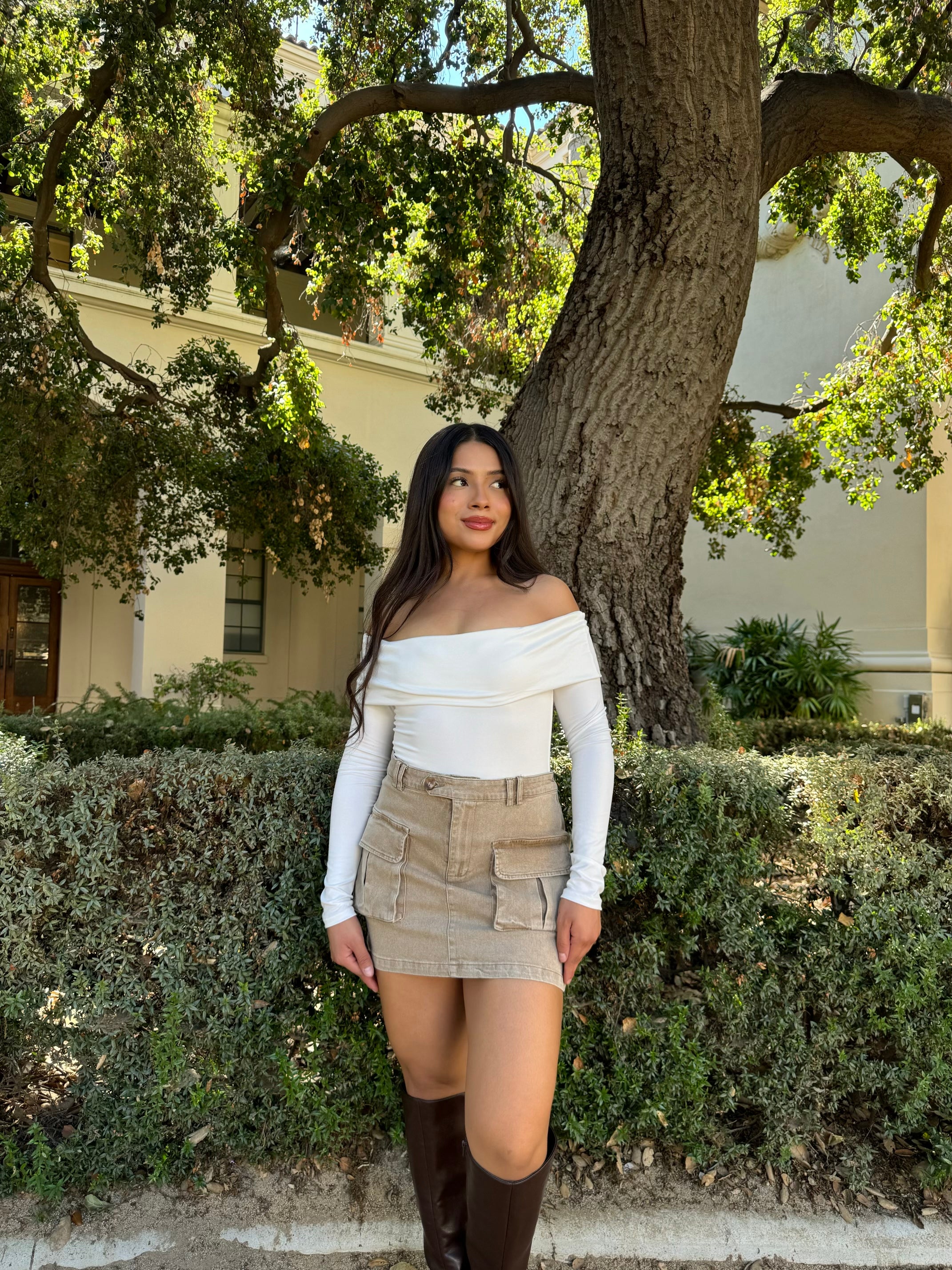 Butter Off the Shoulder Long Sleeve (White)