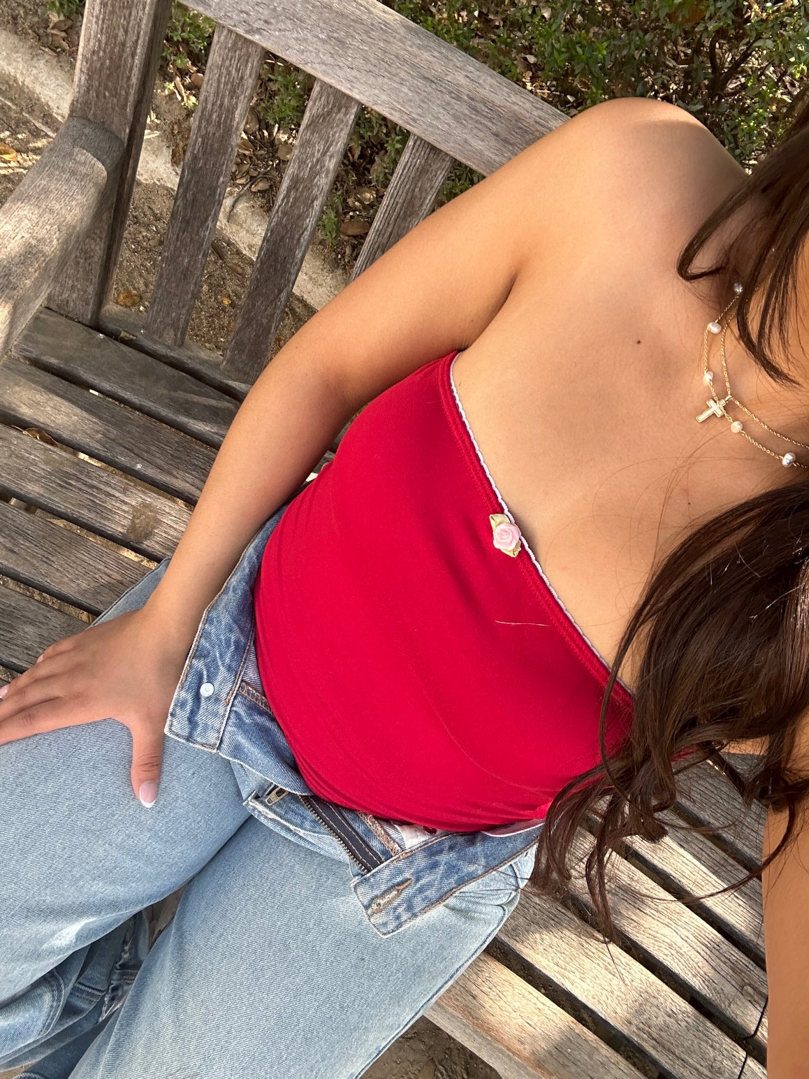 Butter Flower Lace Tube Top (Strawberry Blush)
