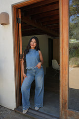 Rowe Eyelet Denim Top
