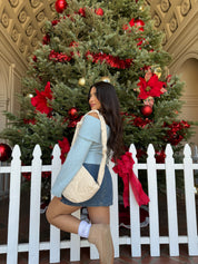 First Love Off The Shoulder Sweater (Icy Blue)