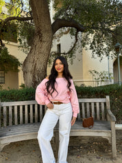 Maple Off the Shoulder Sweater (Baby Pink)
