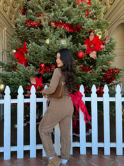 Pillow Talk Long Sleeve Set (Mineral Brown )