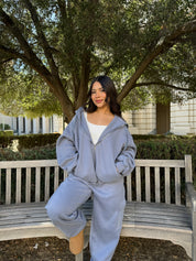 Simple Things Zip Up Oversized Hoodie (French Blue)