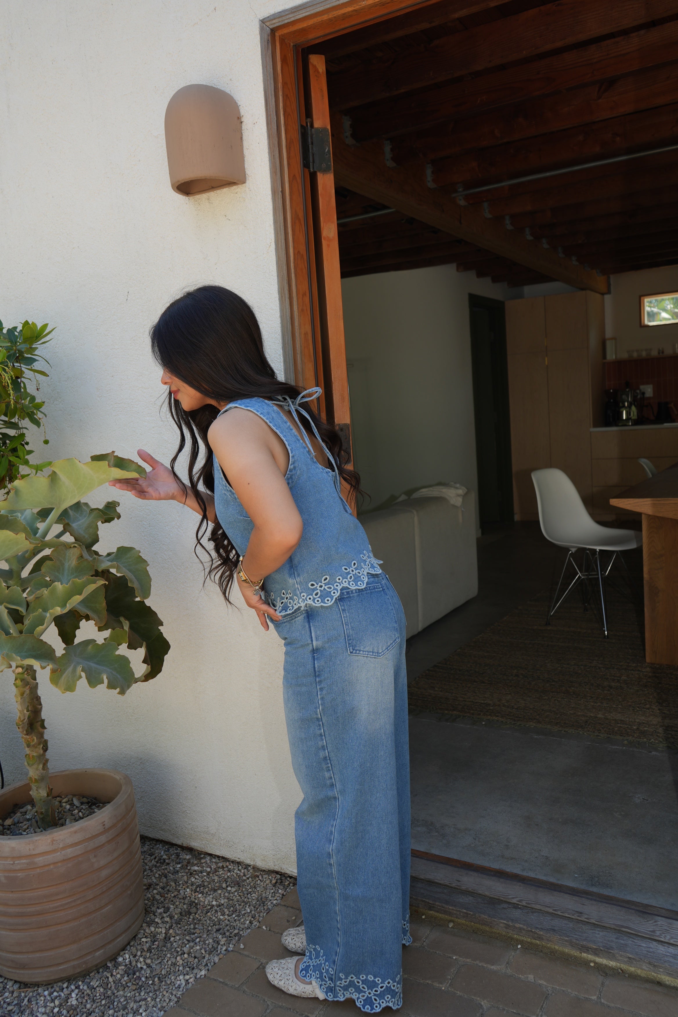 Rowe Eyelet Denim Top