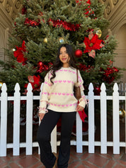 Sweetheart Knit Sweater (Baby Pink Hearts)