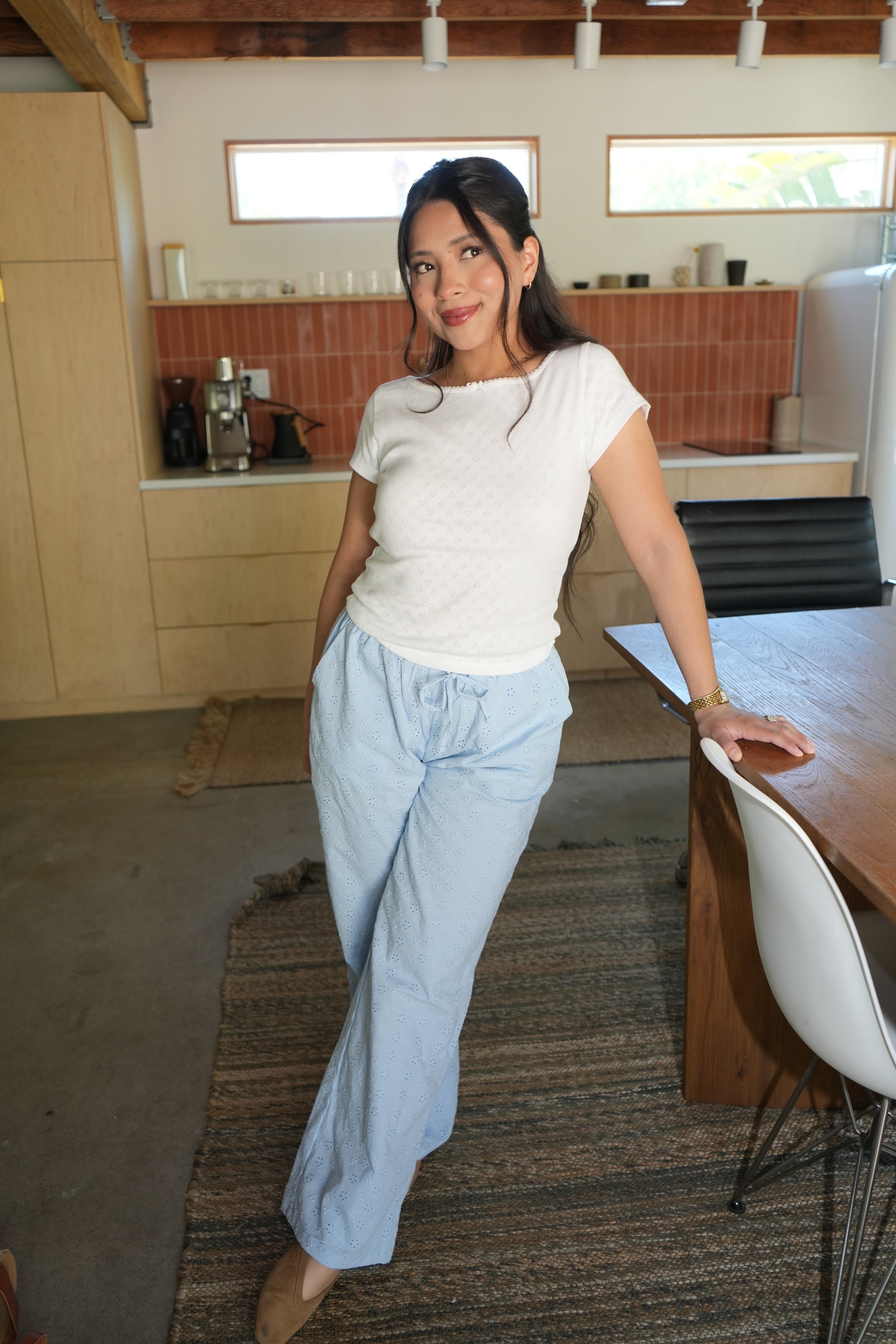 Cove Eyelet Pant (Blue)