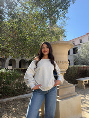 Maple Off the Shoulder Sweater (Heather White)