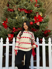 Sweetheart Knit Sweater (Red Hearts)