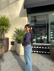 Sweet Navy Polka Cardigan (Matching Headband Included)