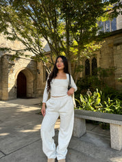 Simple Things Straight Leg Sweatpants (Heather White)