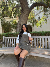 Brooke Corduroy Overall Dress (Olive)