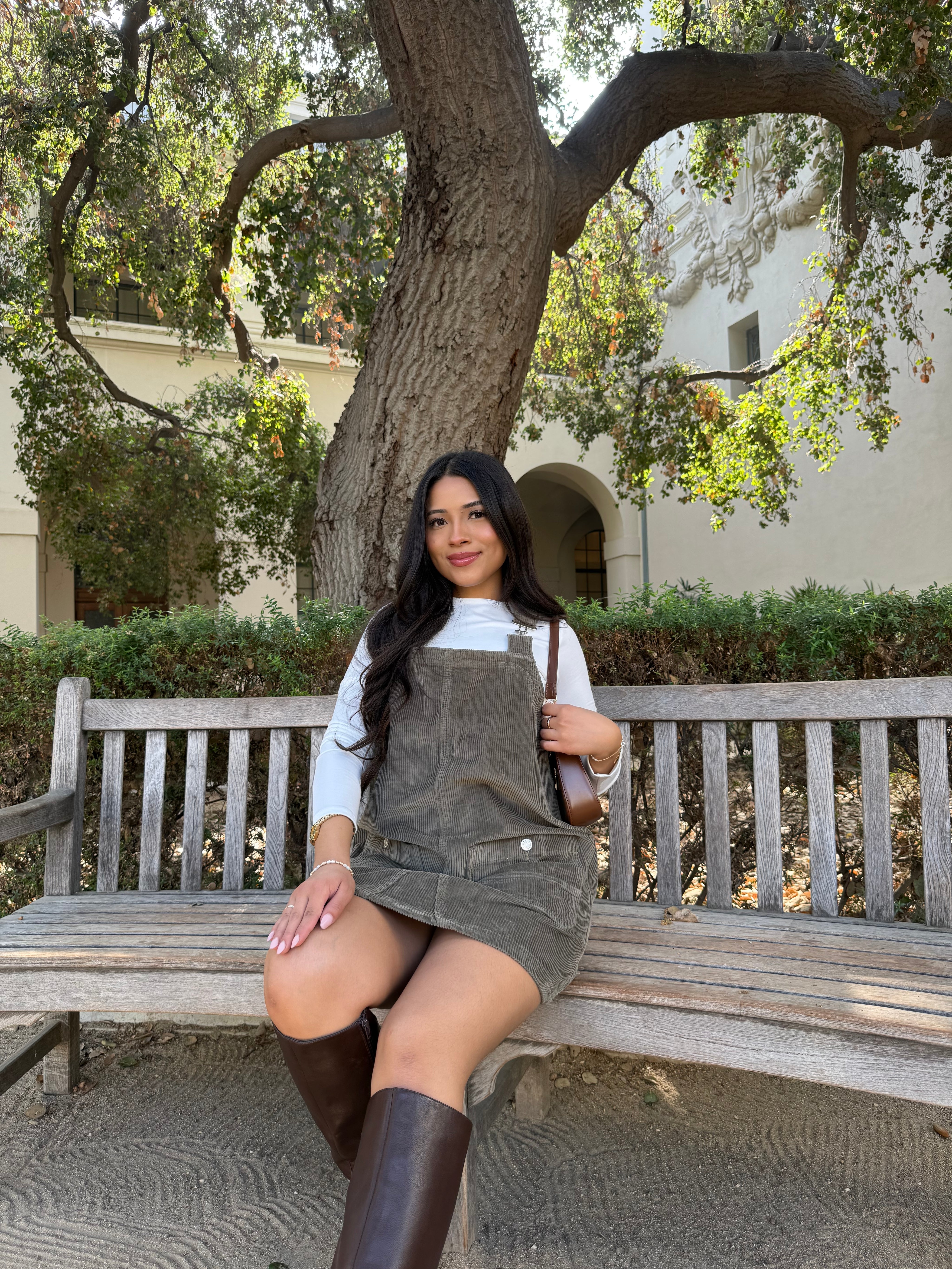 Brooke Corduroy Overall Dress (Olive)