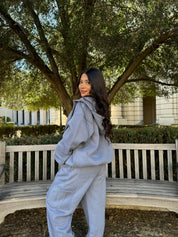 Simple Things Zip Up Oversized Hoodie (French Blue)