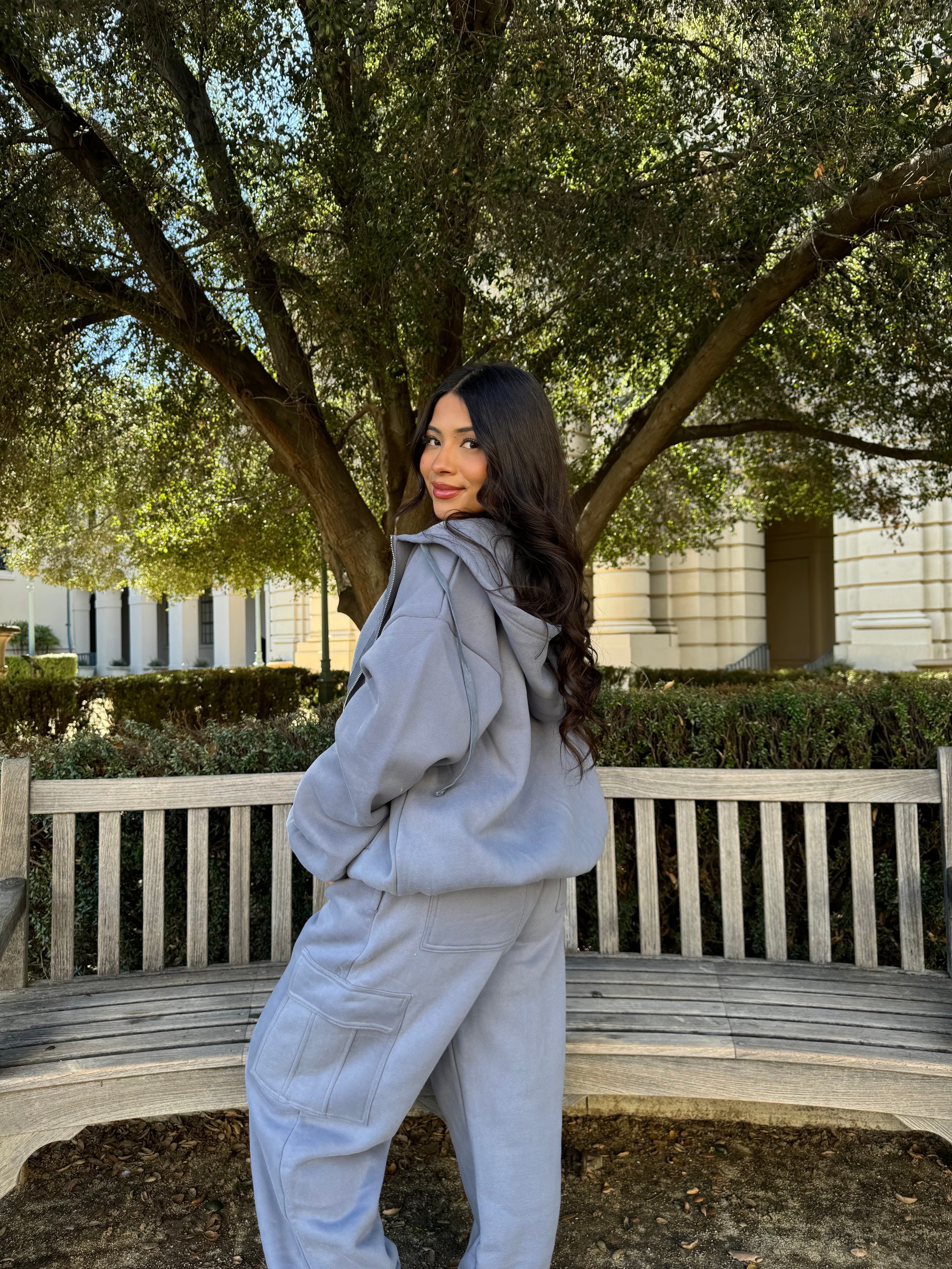 Simple Things Zip Up Oversized Hoodie (French Blue)