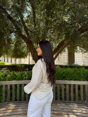 Linen Long Sleeve ( Tan & White)