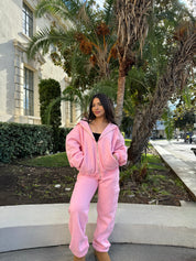 Simple Things Zip Up Oversized Hoodie (Blush)