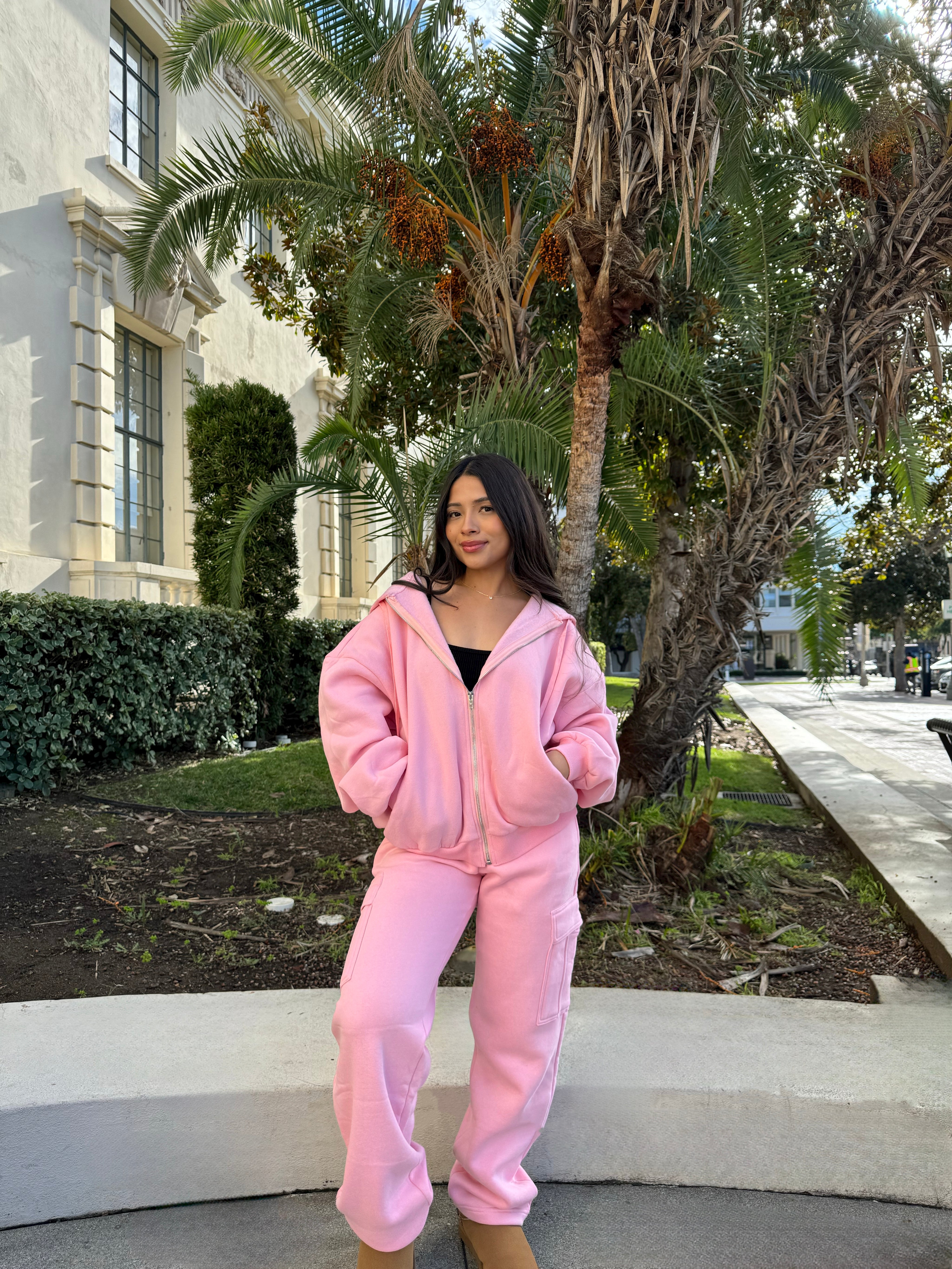 Simple Things Zip Up Oversized Hoodie (Blush)