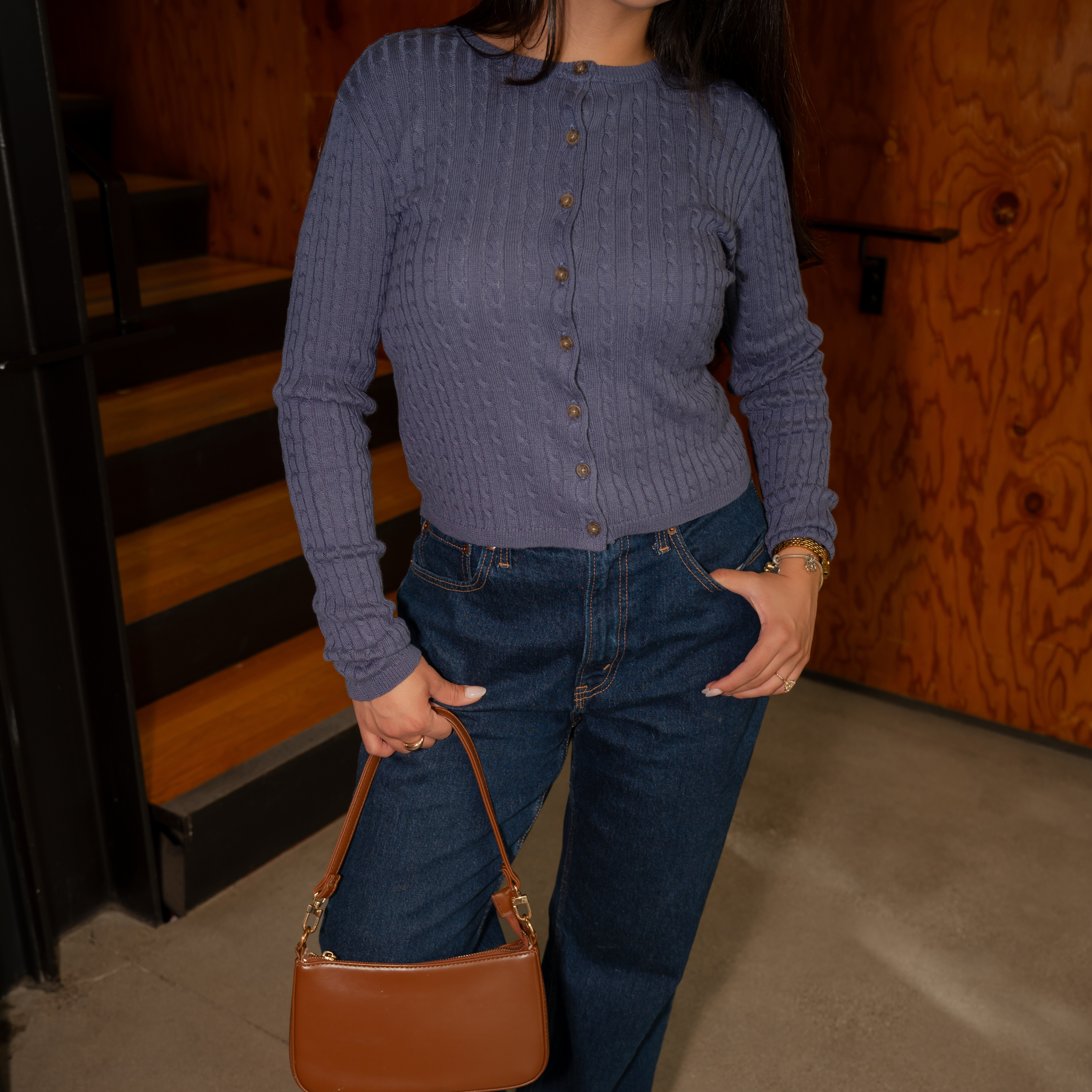 Warm Sugar Knit Cardigan (Dusty Navy)