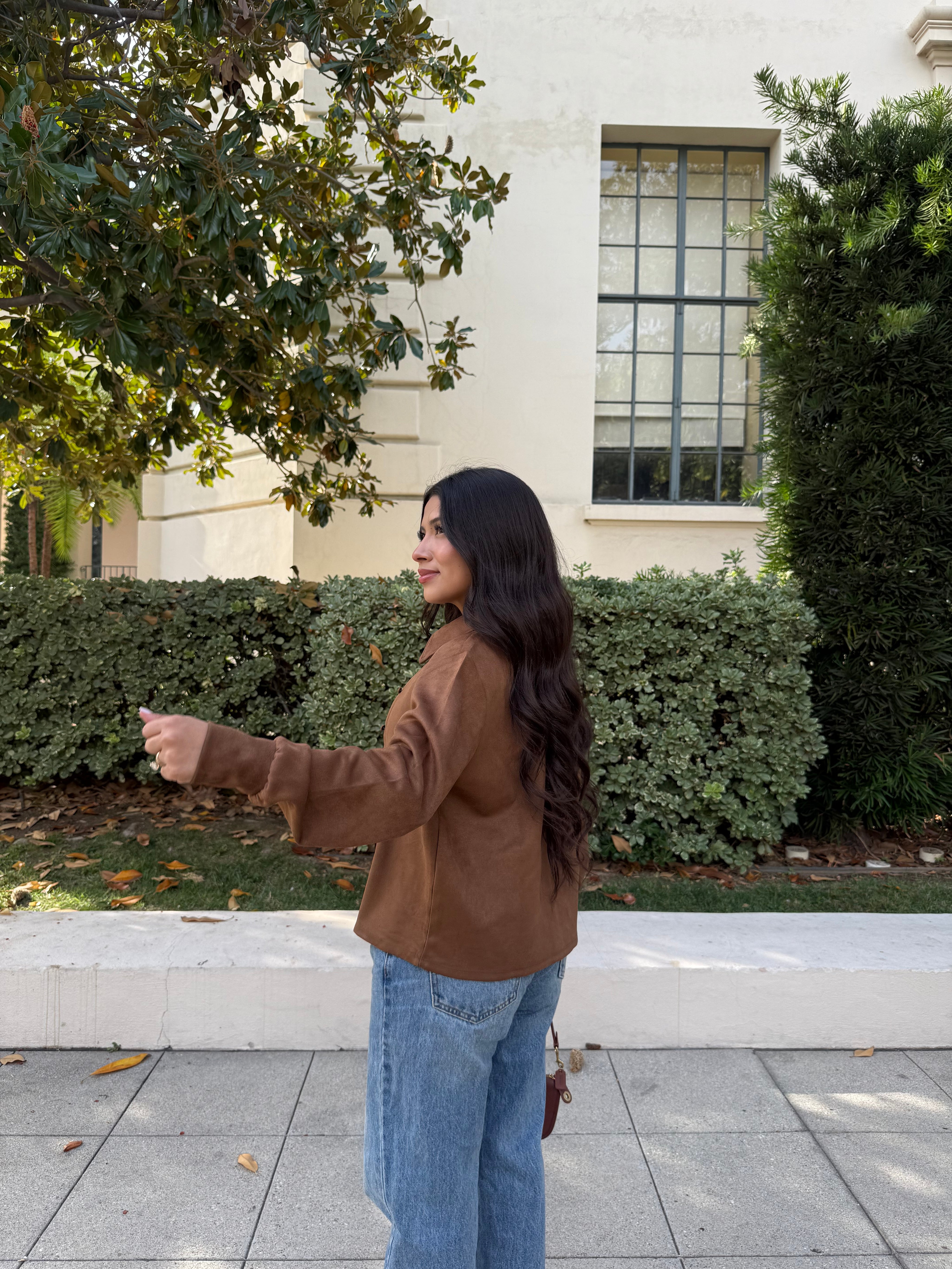 Evening Suede Button Up Jacket