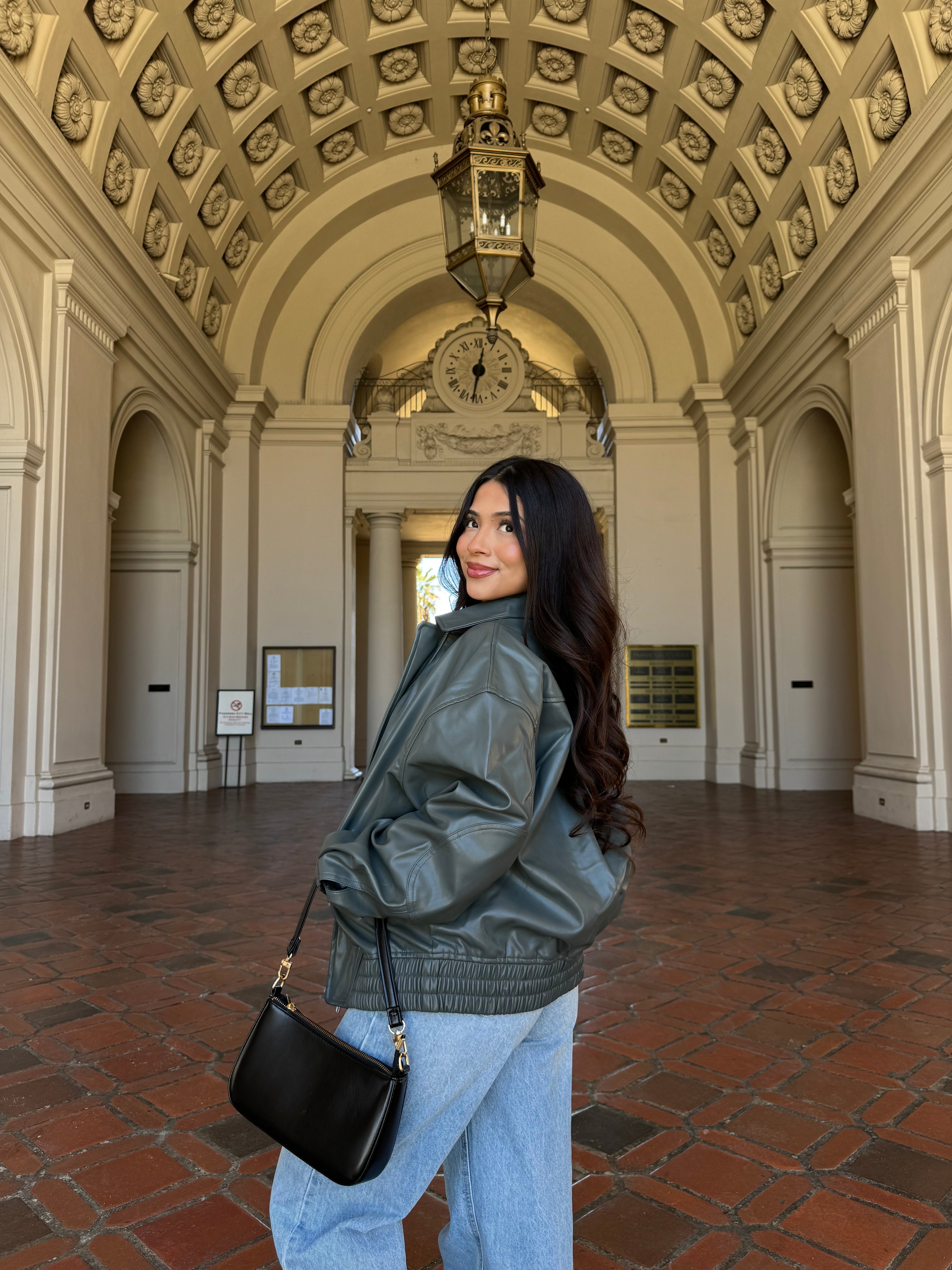 Front Row Leather Bomber Jacket (Steel)