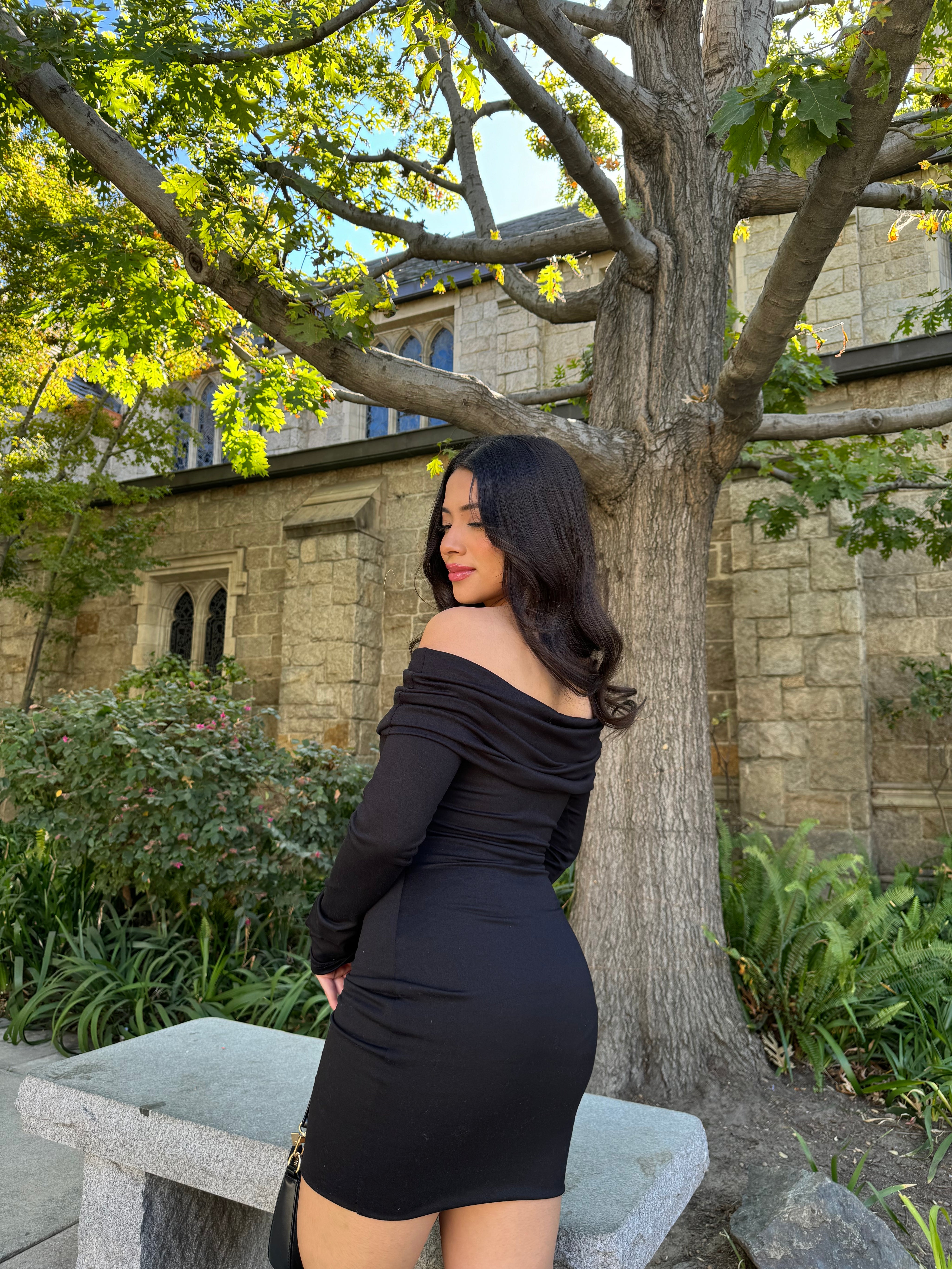 Love Language Off the Shoulder Dress (Black)