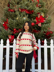 Sweetheart Knit Sweater (Red Hearts)