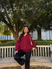 Brown Sugar Oversized Knit (Cranberry)