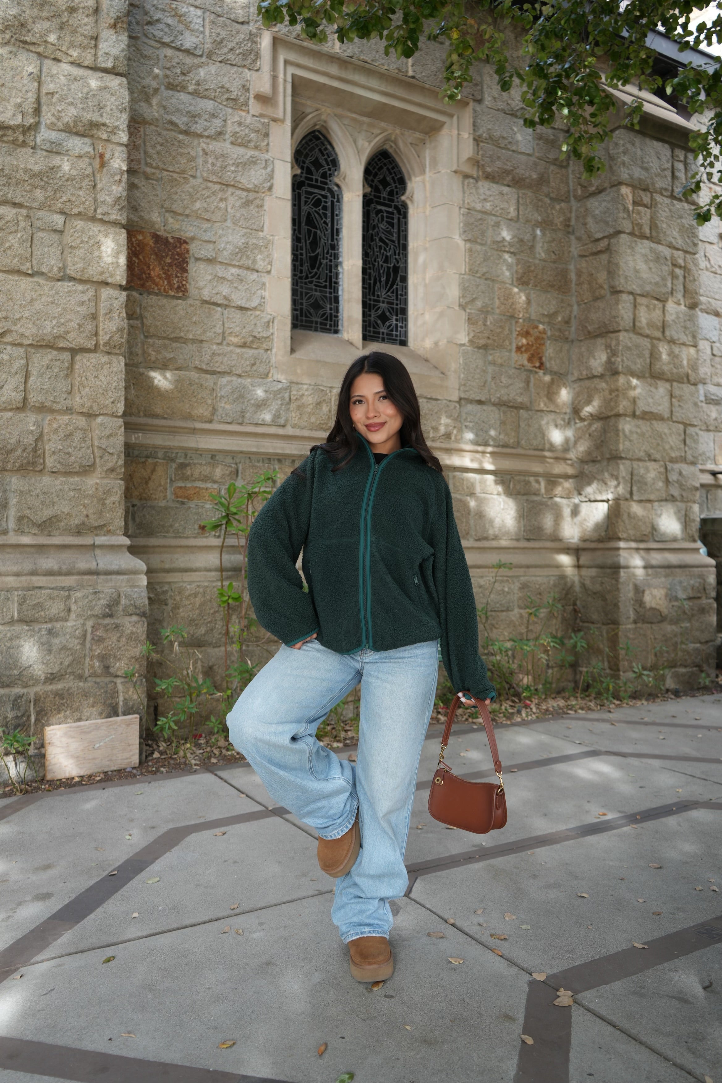 Warm Oat Sherpa Jacket (Forest)