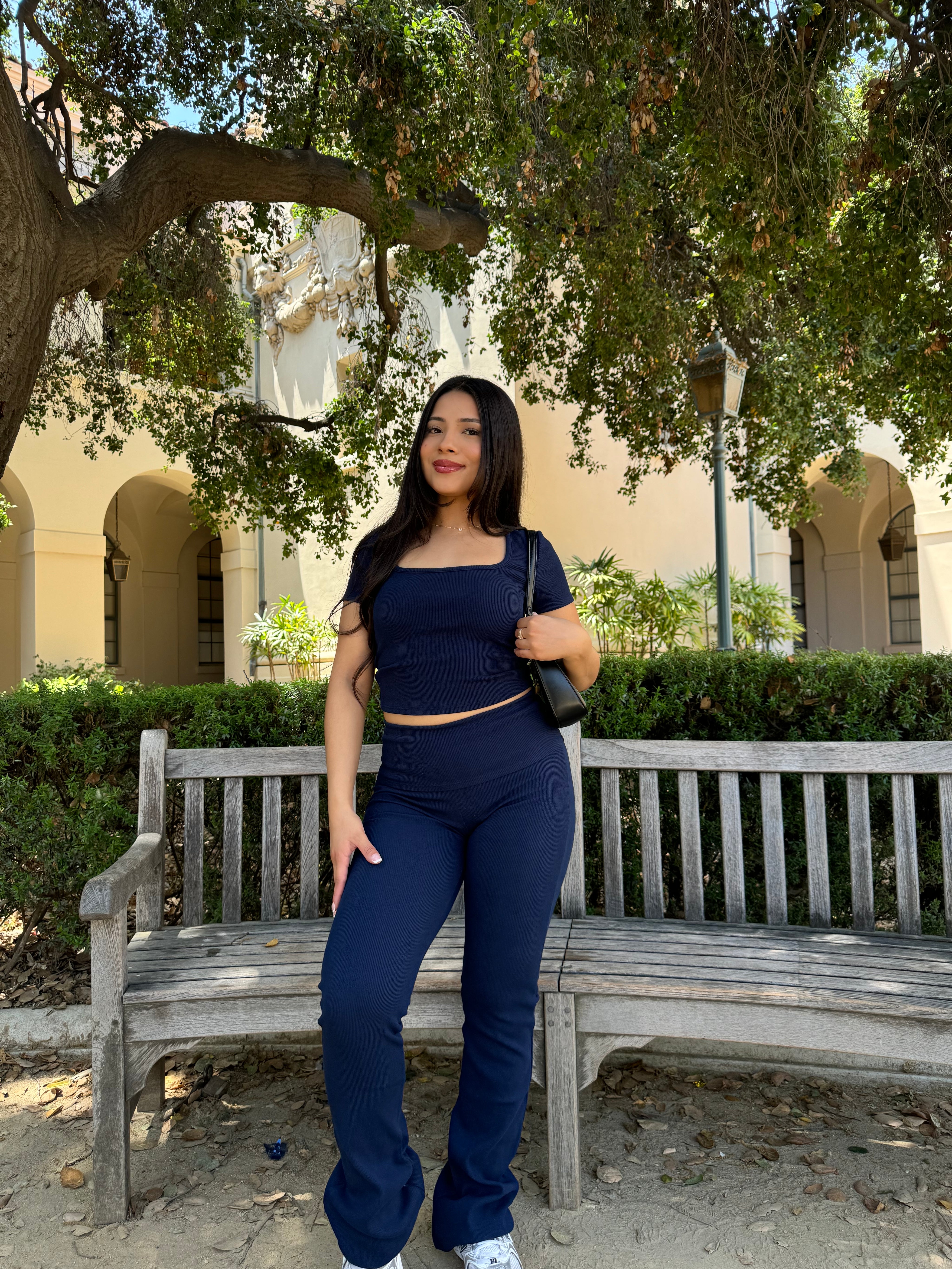Girl Talk Short Sleeve Set (Navy)