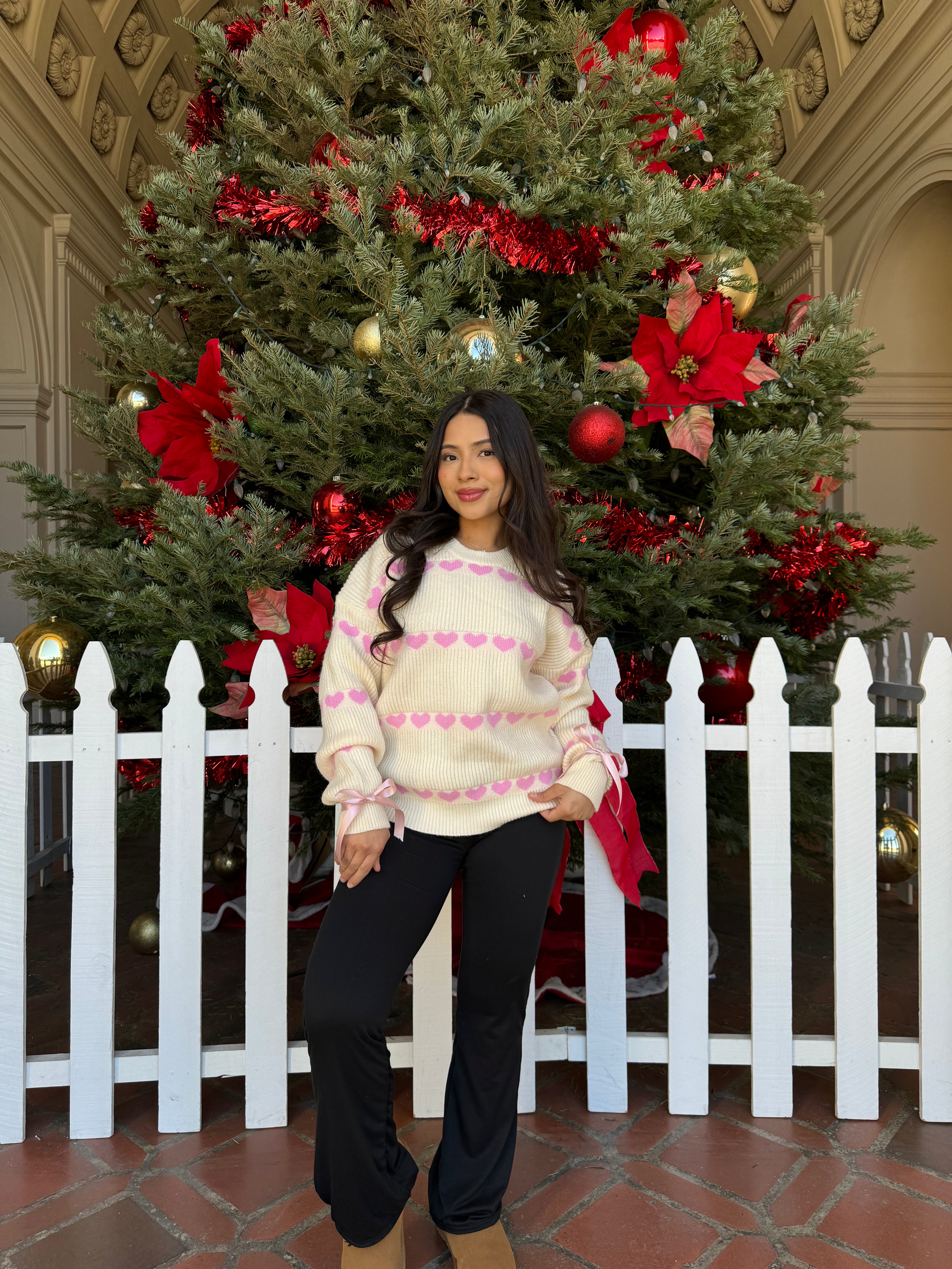 Sweetheart Knit Sweater (Baby Pink Hearts)