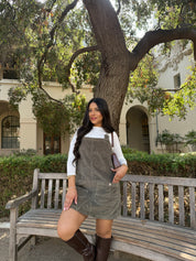 Brooke Corduroy Overall Dress (Olive)