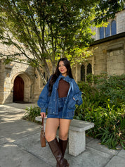 Jade Denim Bomber Jacket