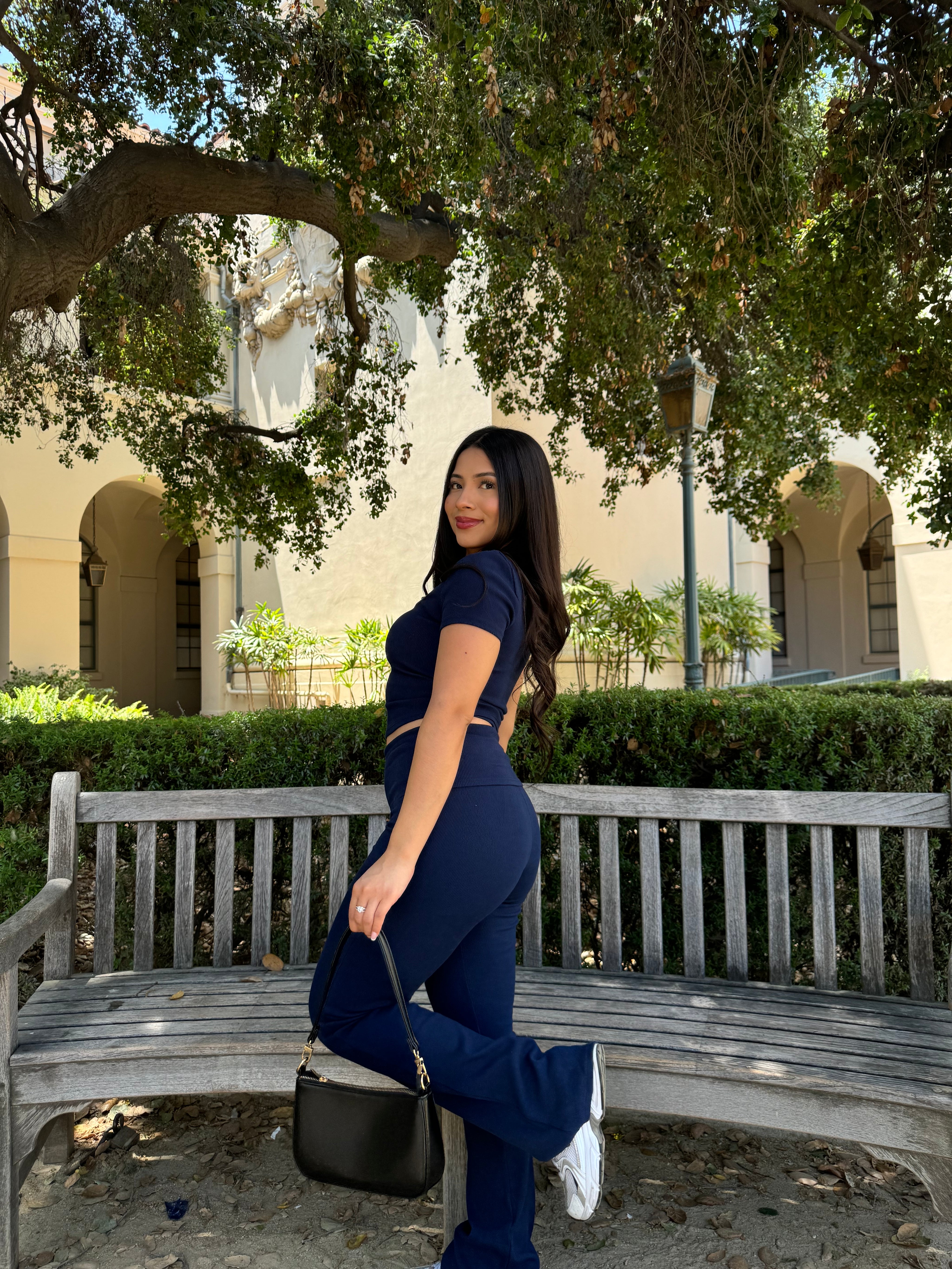 Girl Talk Short Sleeve Set (Navy)