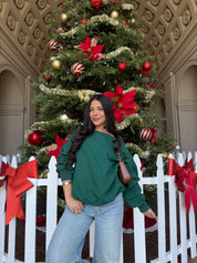 Sweetheart Off the Shoulder Sweater (Hunter)