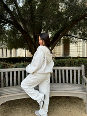 Simple Things Zip Up Oversized Hoodie (Heather White)