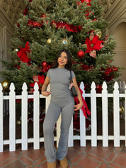 Lust Butter Foldover Flared Leggings (Heather Grey)