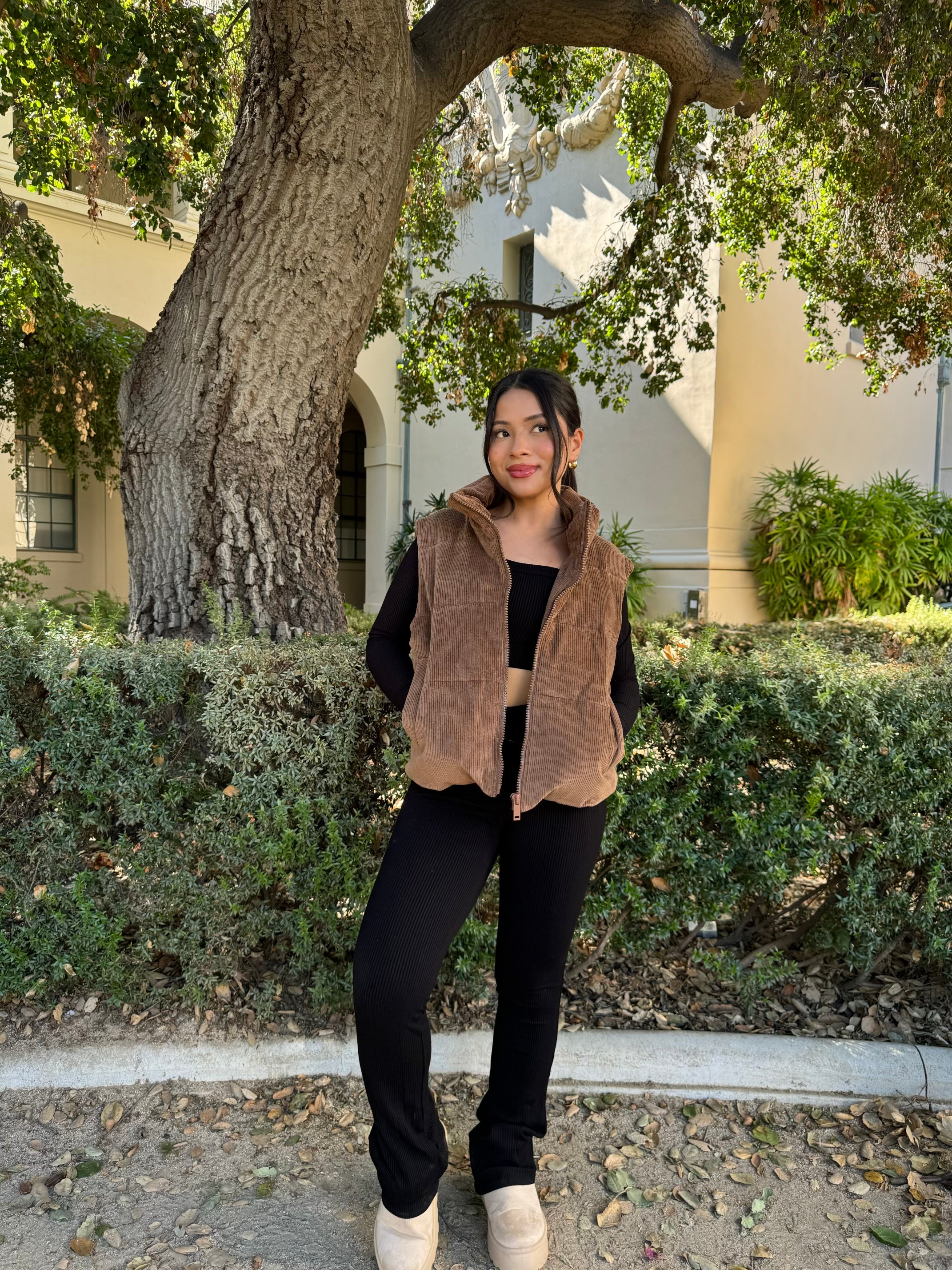 It Girl Corduroy Puffer Vest (Chocolate)