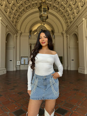 Butter Off the Shoulder Long Sleeve (White)
