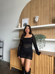 Summer Nights Crochet Dress(Black)